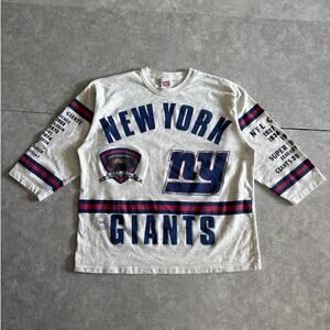 90s Vintage New York Giants Long Gone 3/4 Sleeve Heather Gray T Shirt Size XL